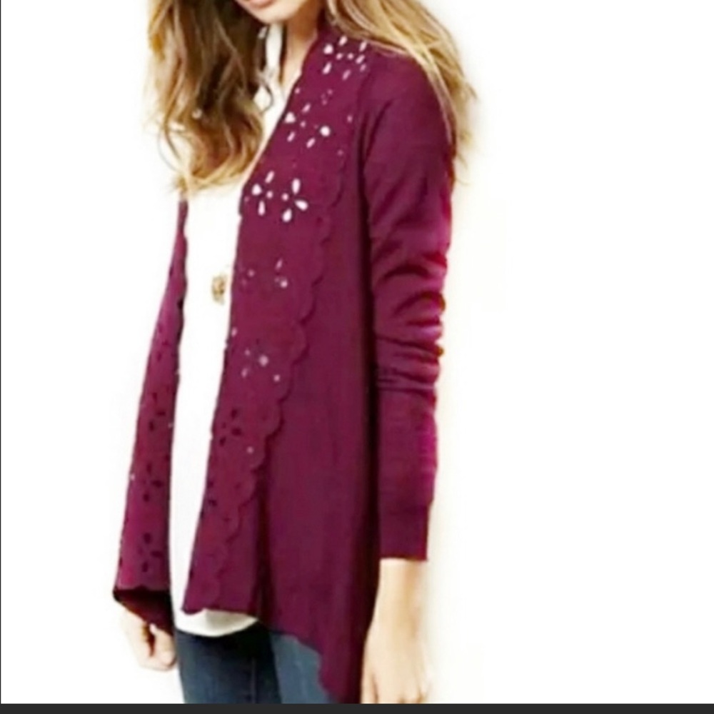 Anthropologie Sleeping On Snow Purple Womens Cardigan